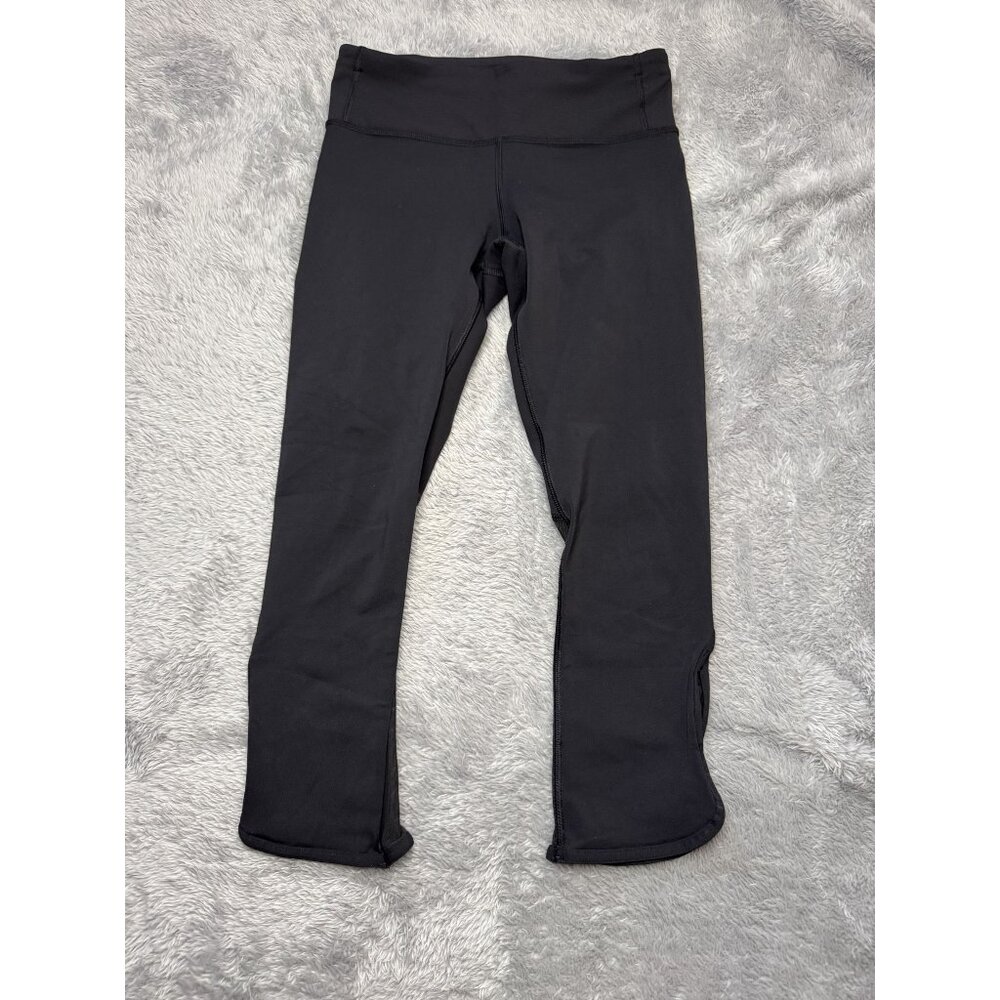 Lululemon Run Inspire Crop II Leggings Women's 4 Black Mesh Bottom Sides